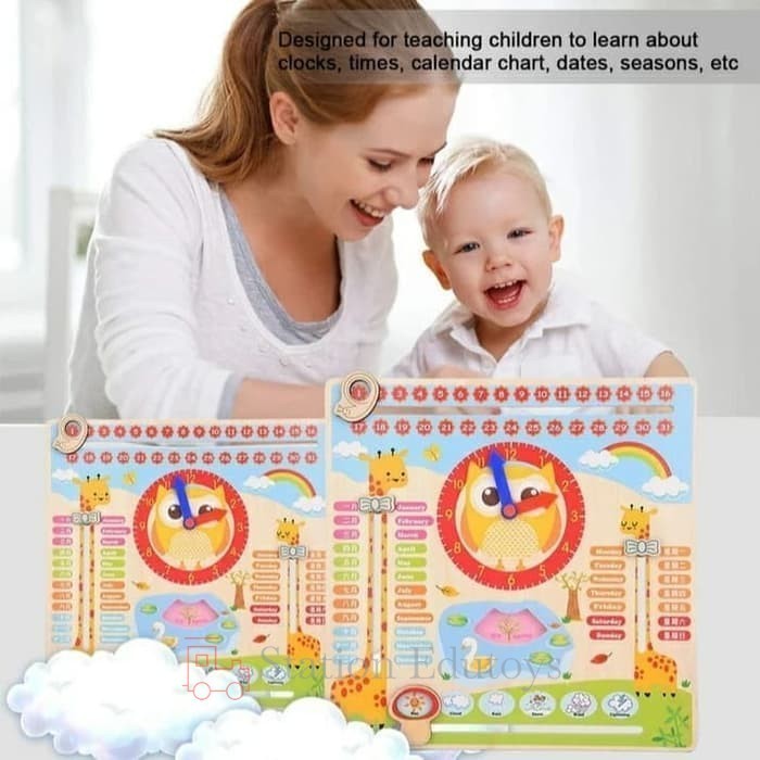 

[sta] Mainan Edukasi Anak Kalender Waktu ~ MULTIFUNCTION CALENDER CLOCK Mainan Motorik dan Sensorik Anak