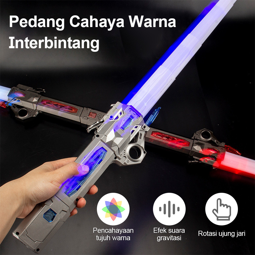 Pedang Laser Flash Telescopic Anak Mainan Star Wars Lightsaber Pedang Bercahaya Teleskopik Anak 2 in
