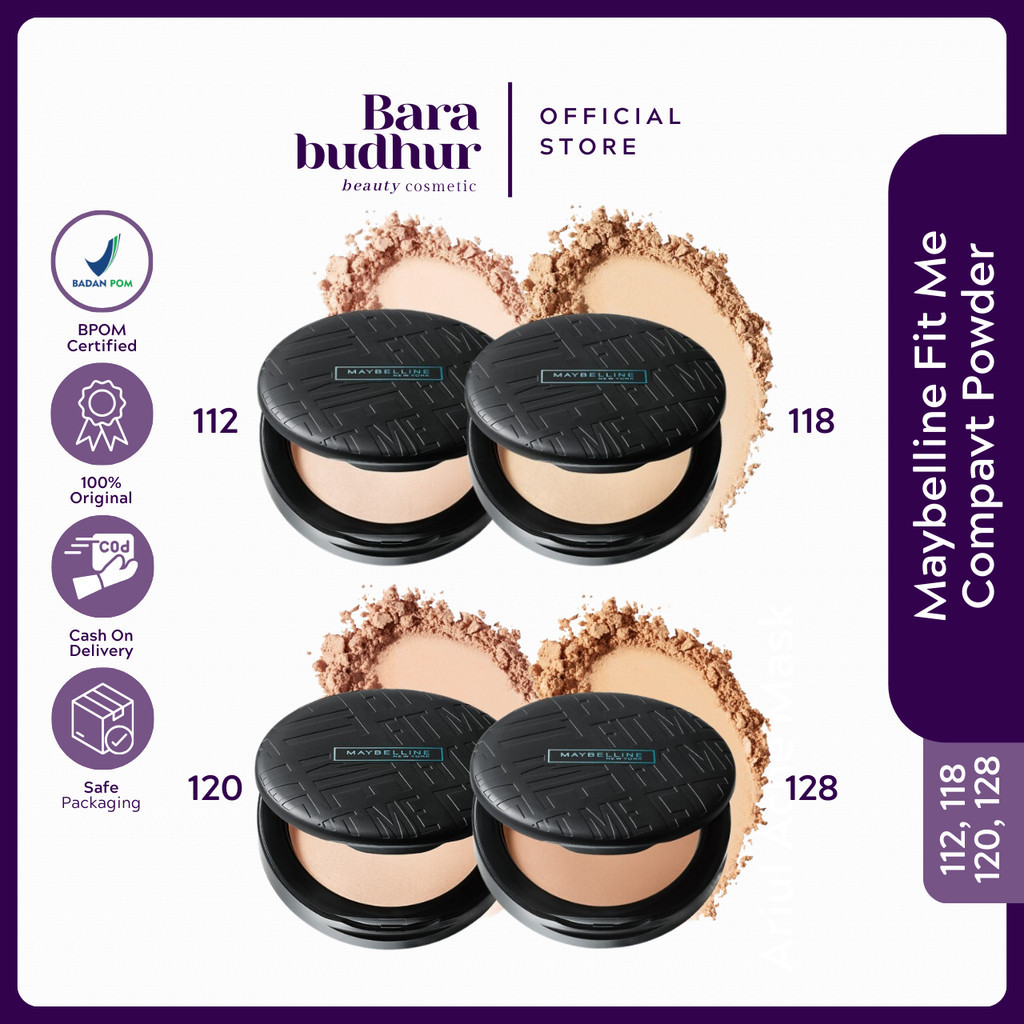 Maybelline FIT ME 16H Oil Control Compact Powder Natural Coverage Shade 112 Natural Ivory 118 Light 