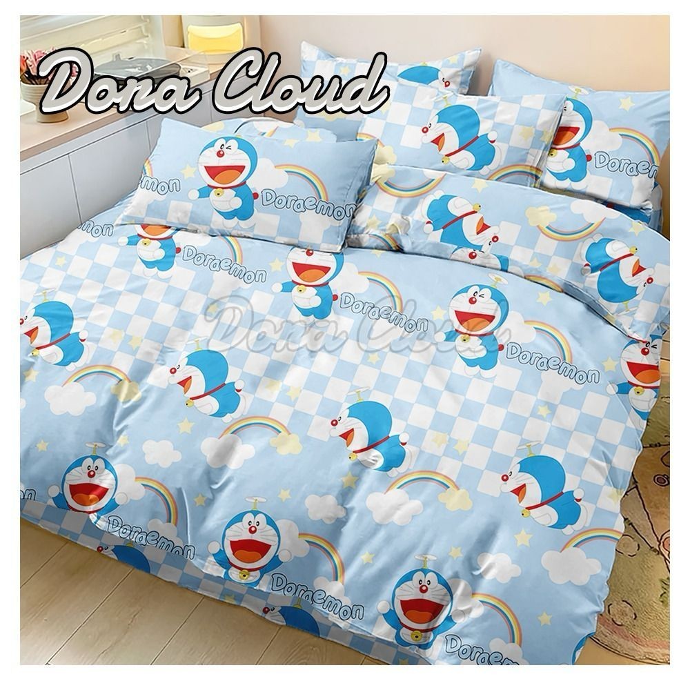 Sprei Katun Esra Motif Doraemon cloud - dora biru