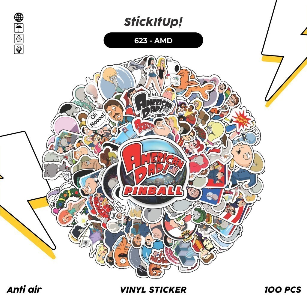 

COD 100 Pcs Stiker Pack American Dad Series Lucu Aesthetic Vynil Waterproof untuk Freebies Sticker Buku Journal Casing HP Laptop