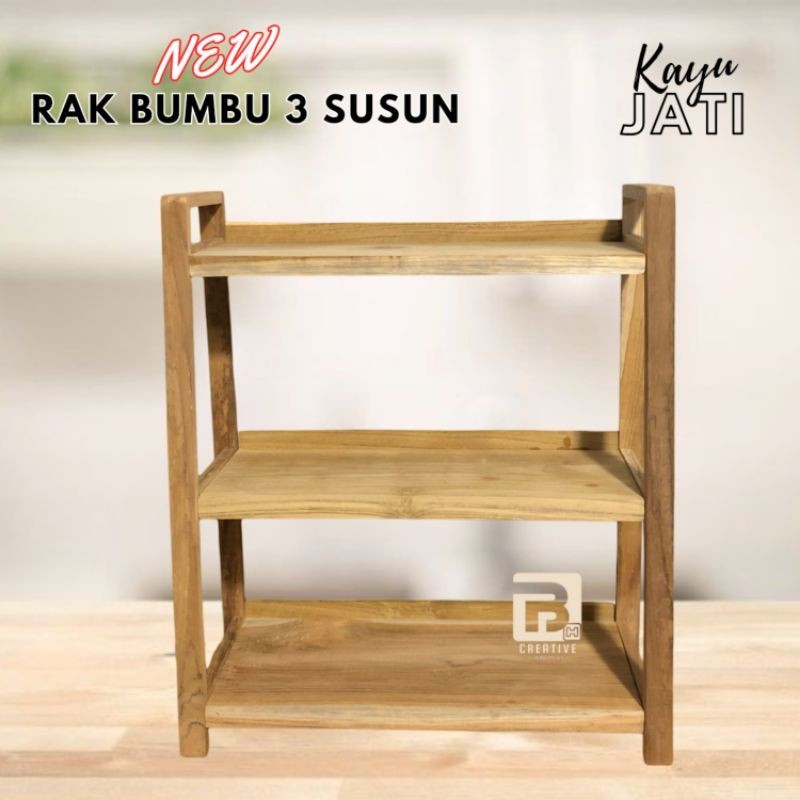 Rak Dapur Rak Penyimpanan Bumbu Dapur 3 Tingkat Kayu  BoistDabest
