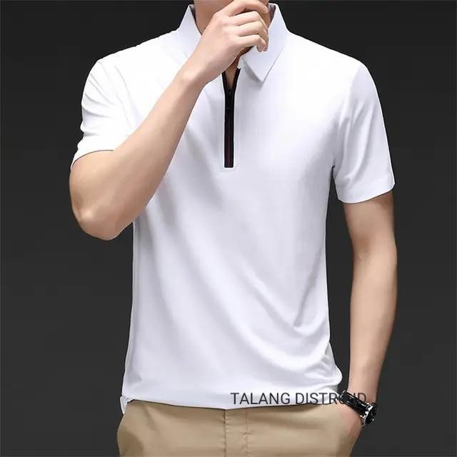 Kaos krah resleting / baju lengan pendek / kaos distro polo ziper pria tangan pendek / baju import p