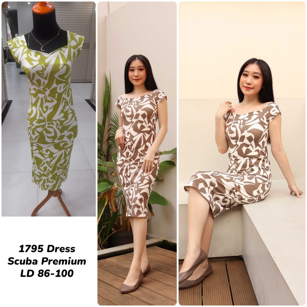 ethnes • 1795 Dress Wanita Motif IMPORT bahan Scuba Premium - 64