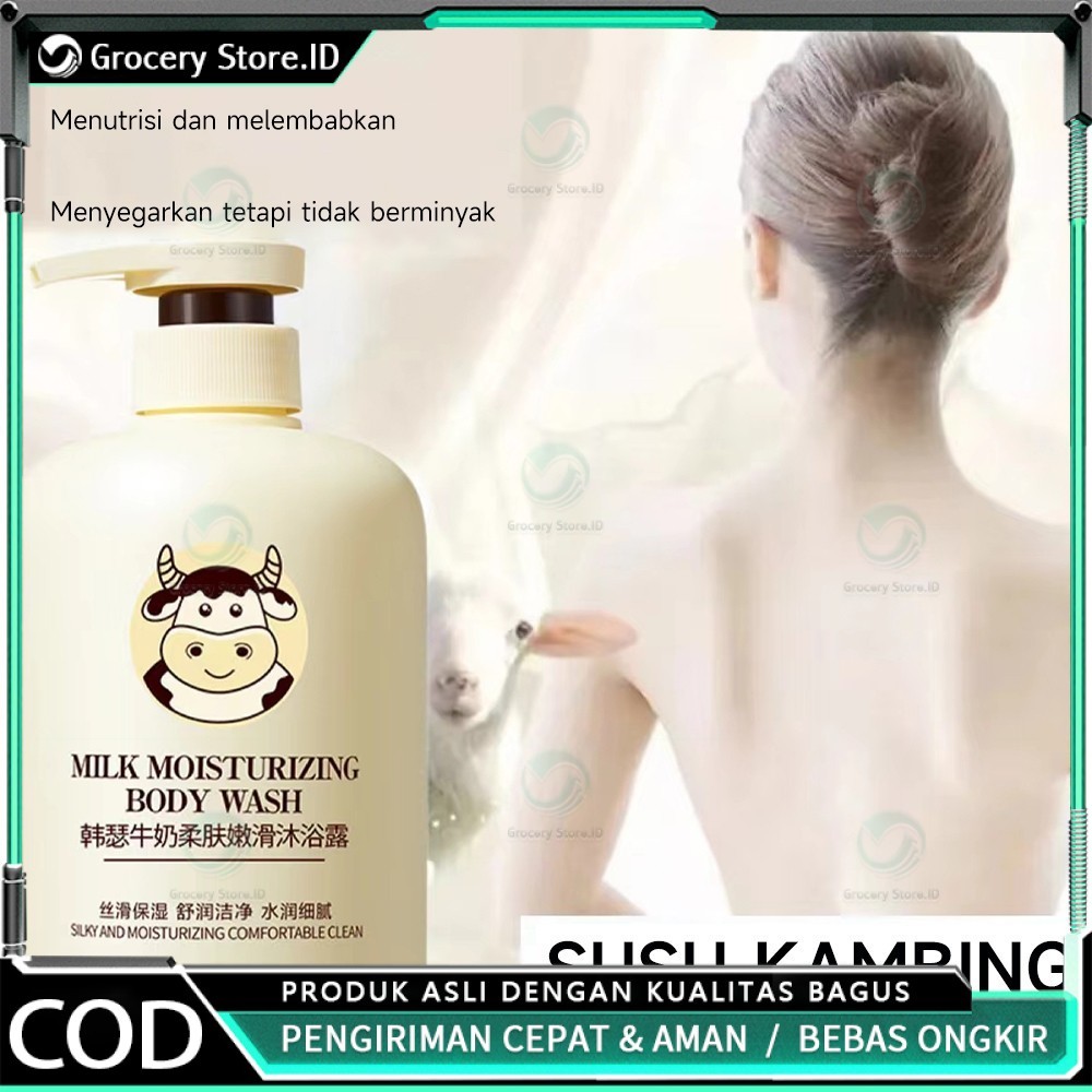 800ml Milk Sabun pemutih badan Shower gel susu Sabun Mandi Cair Body Wash Susu Kambing Pemutih perma