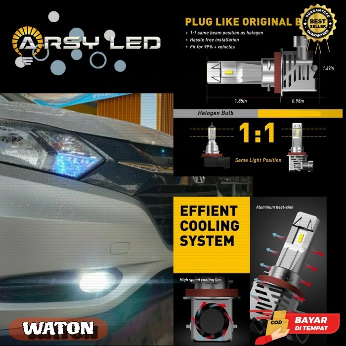 Cod 1 Biji Lampu Foglamp Kabut LED H8 H11 H16 Brio Calya Sigra Xpander - Kuning