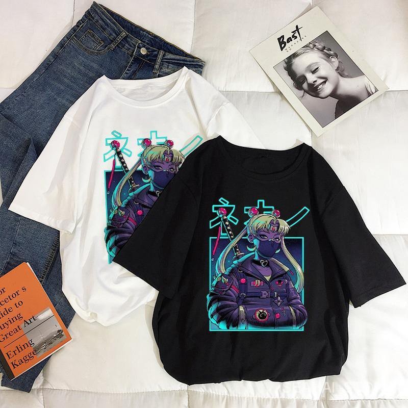 manila grey x dbtk   Girl Warrior T-shirt Ladies Harajuku Ulzzang 1990 S Cute Print T-shirt Grunge T