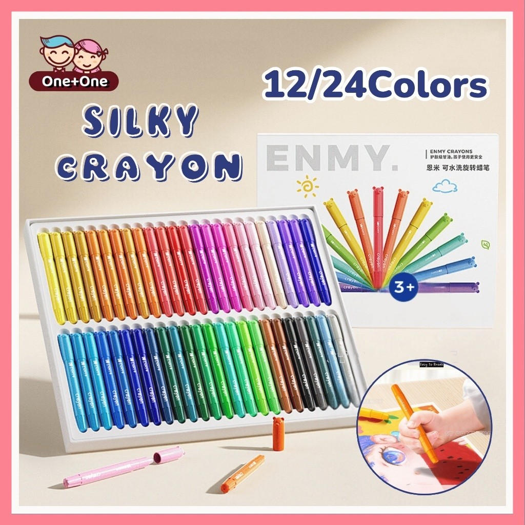 

12/24 Colors Crayons Non-toxic Not Dirty Hand Drawing Washbale Silky Crayon for Students Kids Child