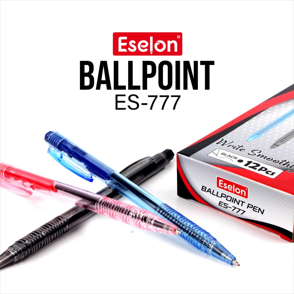 

12pcs Pulpen Eselon ES-777 / 1pack Pulpen Cetek Bening Eselon