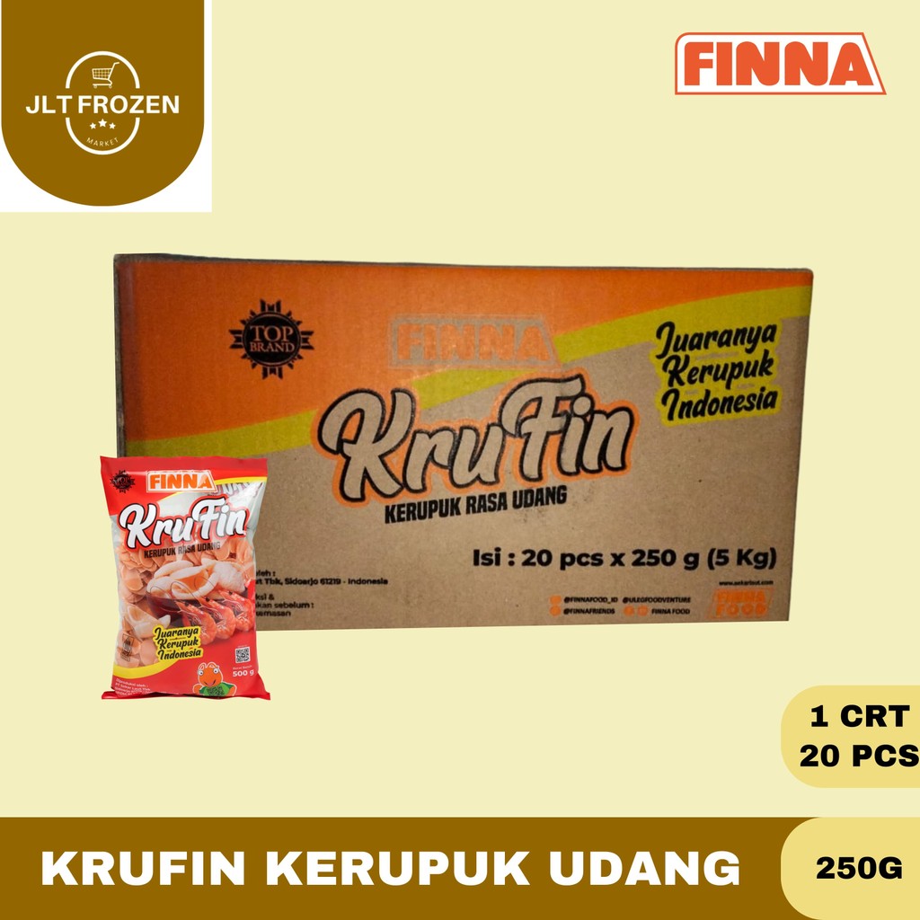 

Finna Krufin Kerupuk Rasa Bawang / Krupuk / Garlic Crakers Kemasan 250g 1 Carton / 20 Pcs