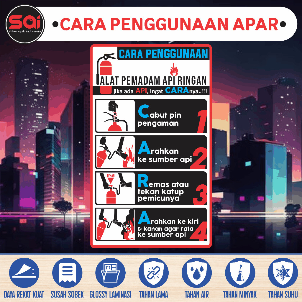 

stiker vinyl anti air CARA PENGGUNAAN ALAT PEMADAM API RINGAN / APAR laminasi glossy