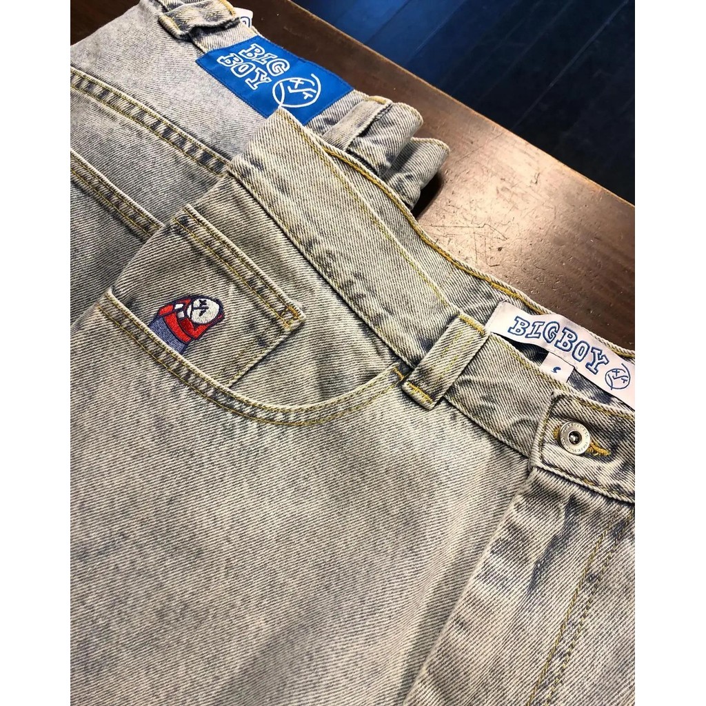 Polar Big Boy Embroidery Jeans Y2K Pants Streetwear Gothic Cartoon Blue Baggy Jeans Retro Punk Rock 