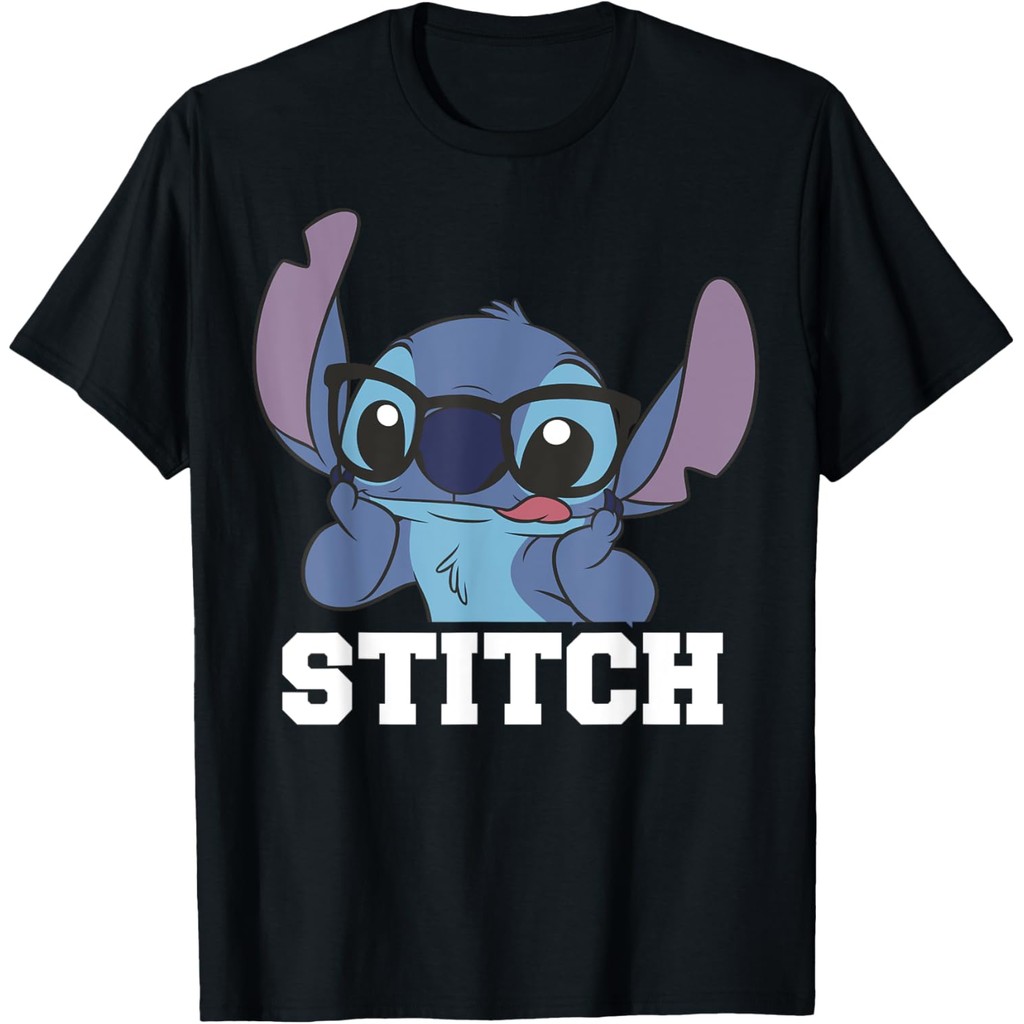 Baju Kaos Dewasa Disney Lilo & Stitch Nerdy Stitch Portrait T-Shirt