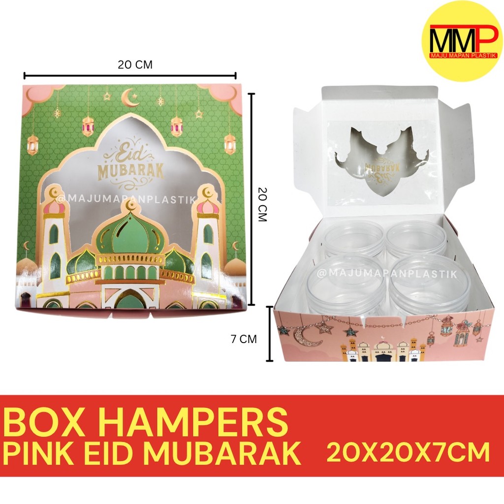 

BOX DUS DOS HAMPERS PINK EID MUBARAK IDUL FITRI LEBARAN 20X20X7CM