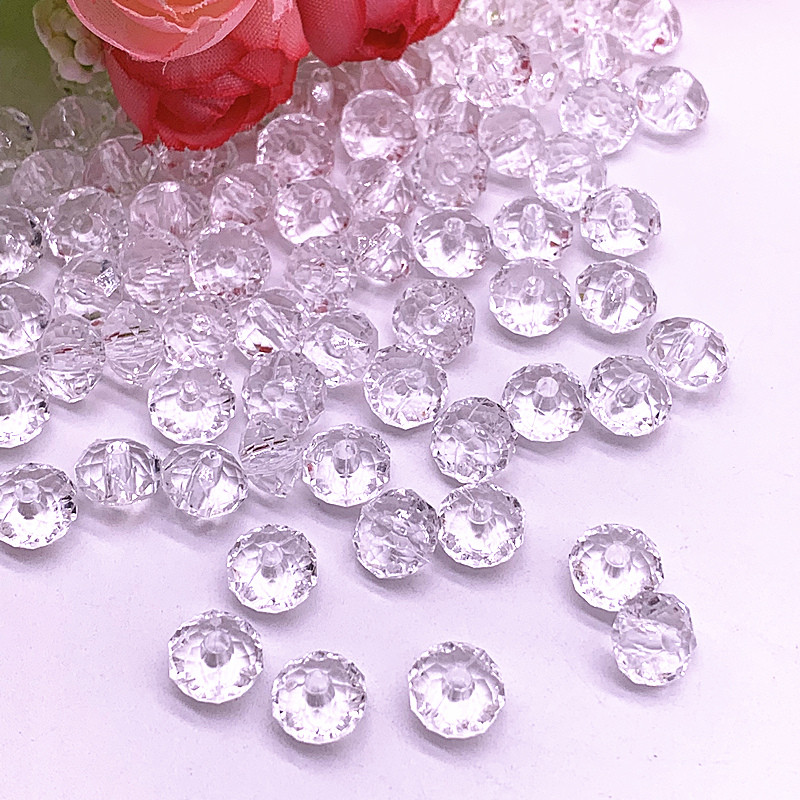 

4/6/8/10/12/14/16mm Faceted Acrylic Beads Transparent White Loose Spacer Beads for Jewelry Making DIY Accessories