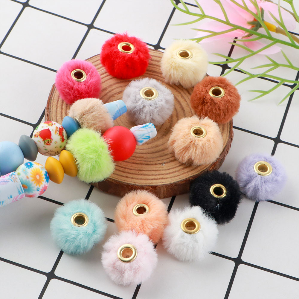 

30/50pcs 20mm Plush Fur Covered Ball Beads Beads For Jewelry Making Straight Hole Charms For Jewelry DIY Necklace Pendant