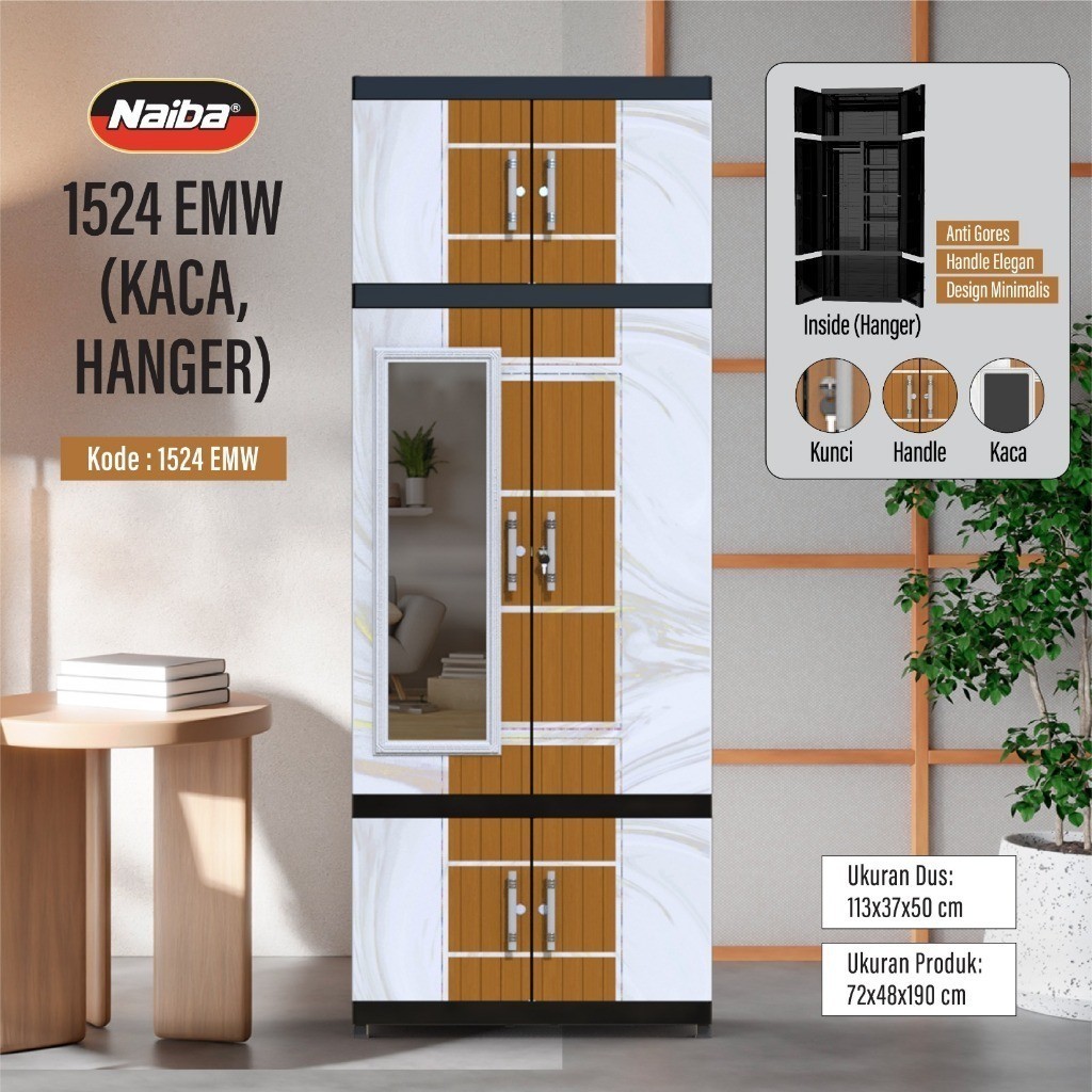 Naiba 1503 / 1523 / 1524 / 1504 - Lemari Gantung Naiba Kaca / / Lemari Hanger / Lemari Pakaian