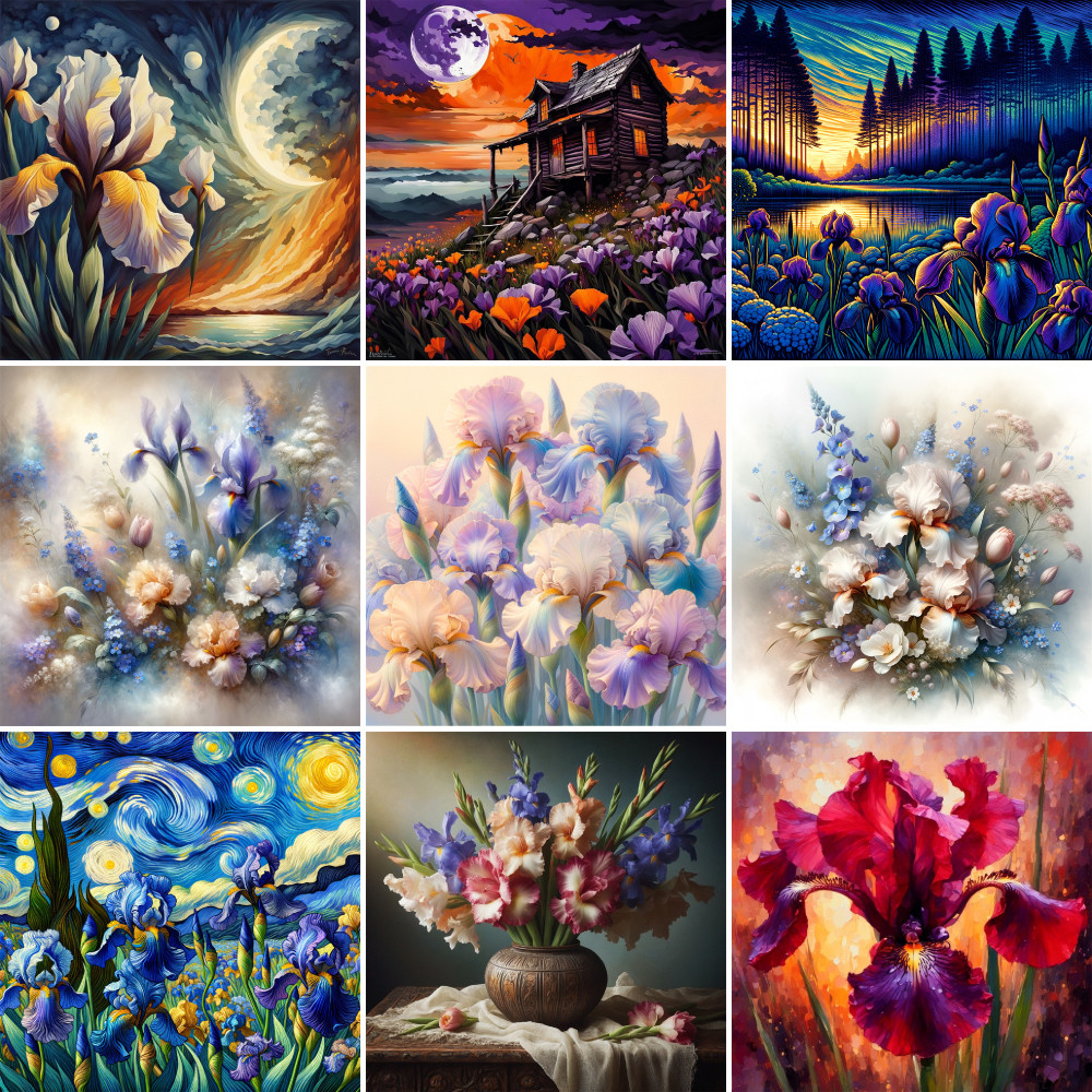 

Flowers Iris Paint By Number Canvas Stickers & Posters Craft Kits For Adults Bedroom Decoration Mother's Gift Dropshipping HOT