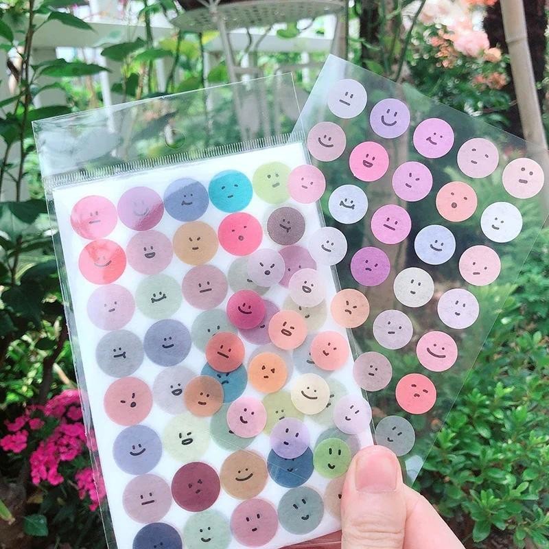 

6 Sheets Cute Stickers Star Round Washi Tape Art Decorative Adhesive Stickers DIY Scrapbooking Kawaii Sticker Label Stationery