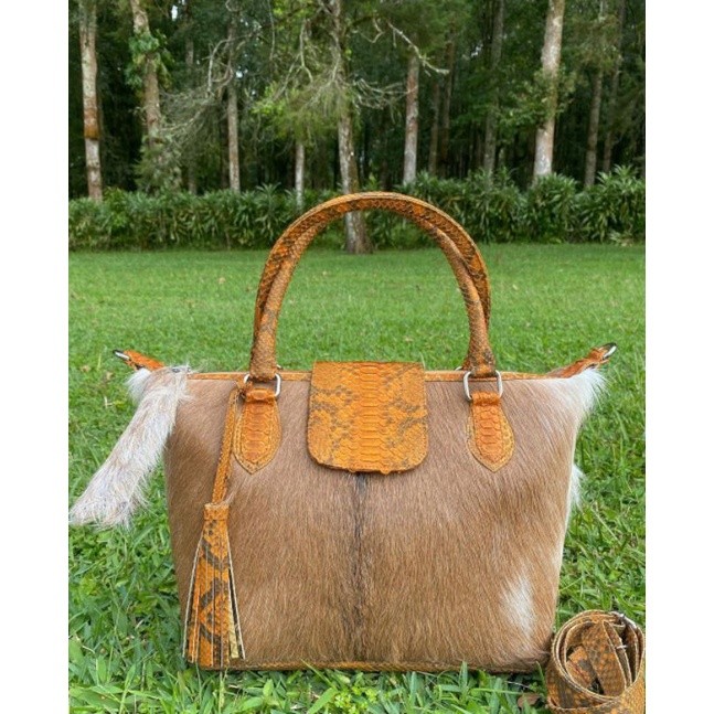 Tas Kulit Ular Piton Asli Wanita TAS LC BULU KAMBING MIX PITON