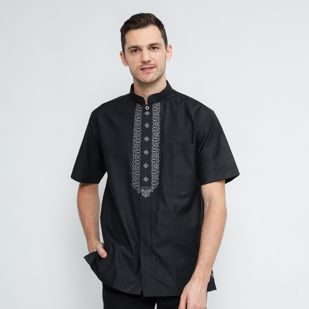 Baju Koko ATLAS Universal Motif VDT Hitam