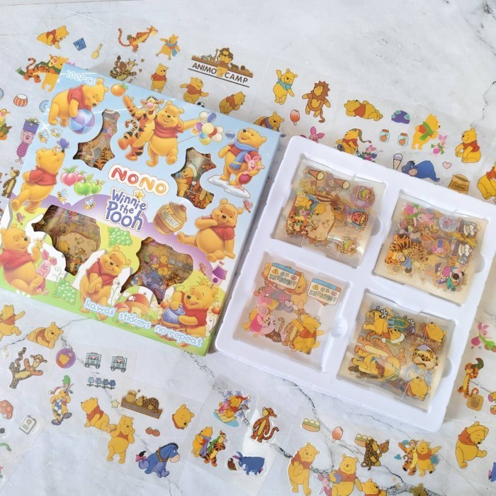 

Stiker 2D 100 Lembar Sticker Winne The Pooh Kartun Korea Lucu Anti Air