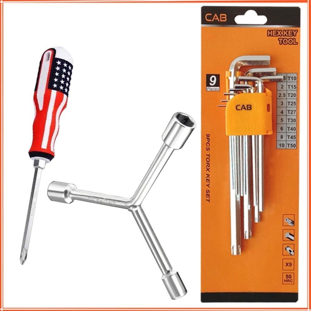 PAKET HEMAT KUNCI L 9 PCS - OBENG MIN PLUS - KUNCI Y 8-10-12 BISA COD Kunci l 1set komplit Kunci l 1