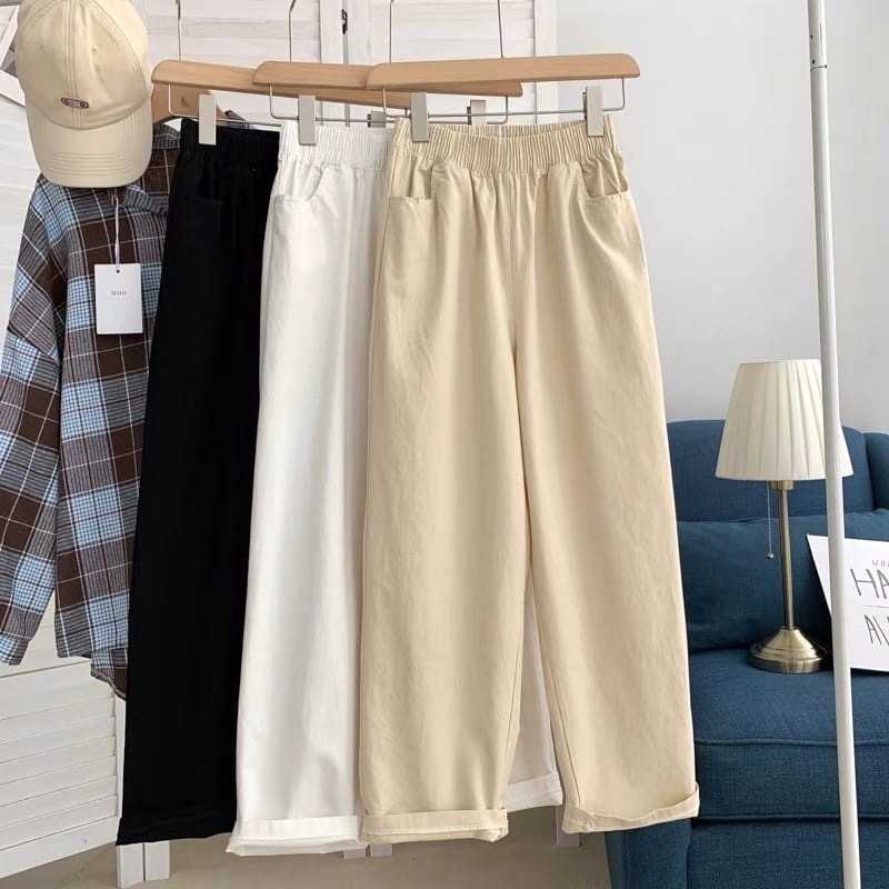 (BISA COD) Celana kulot wanita bahan jatuh Panjang cewek korea harian murah jumbo polos rayon kekini