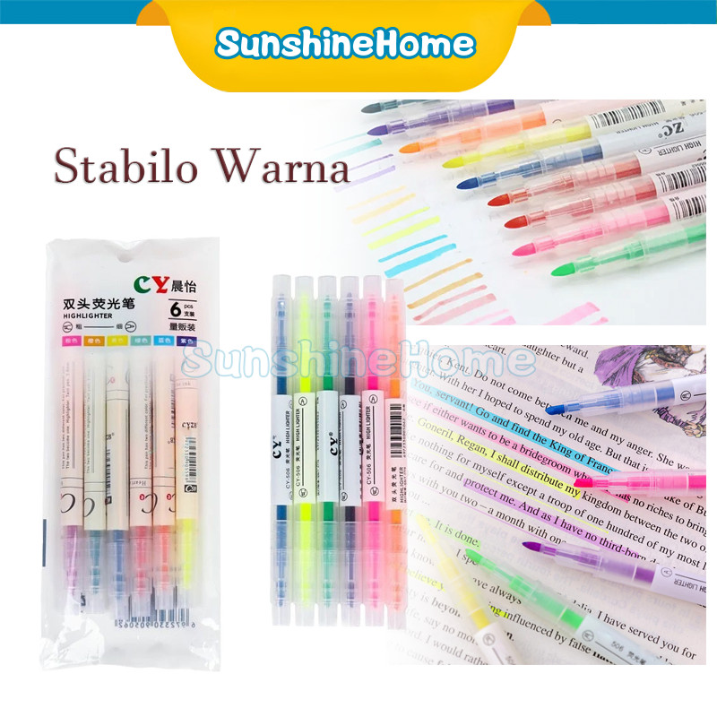 

Highlighter Stabilo Warna Warni / Pensil Stabilo Panjang Warna 2 Sisi / Pensil Warna Melukis / Stabilo Warna / Stabilo Warna Cerah Double Tip