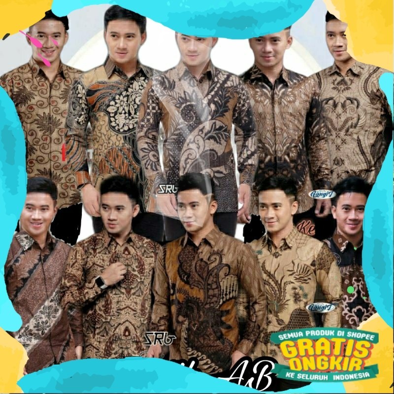 Batik pria coklat kemeja cowok lengan panjang m l xl xxl terlaris premium modern quality warna mocca