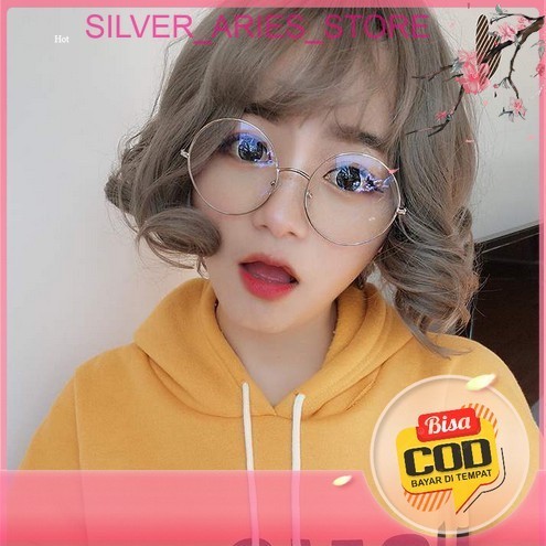(COD) Kacamata Wanita Bulat Fashion Korea Frame Besi Bukan Plastik.