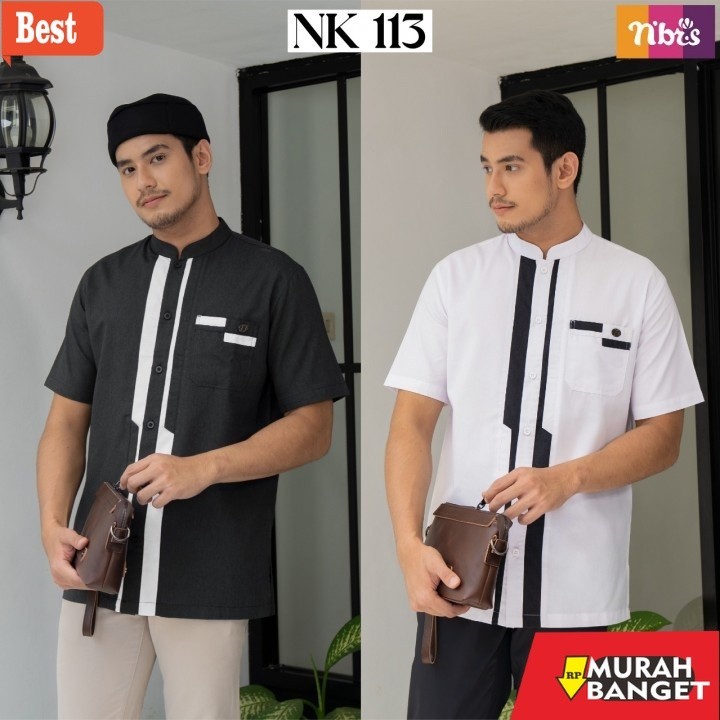 Baju muslim pria pendek- KOKO NIBRAS NK 113 / KOKO NIBRAS ORIGINAL / KOKO PRIA LENGAN PENDEK / KOKO 