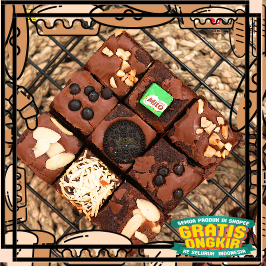 

( NA'AM ) BROWNIES FUDGY MINI UK 10X10cm ISI 9 POTONG/ Jaminan Enak