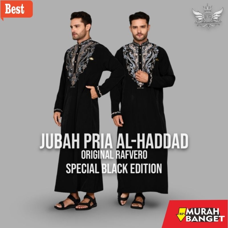 Baju timur tengah pria- Jubah bordir Gamis bordir Gamis pria Jubah pria bordir hitam