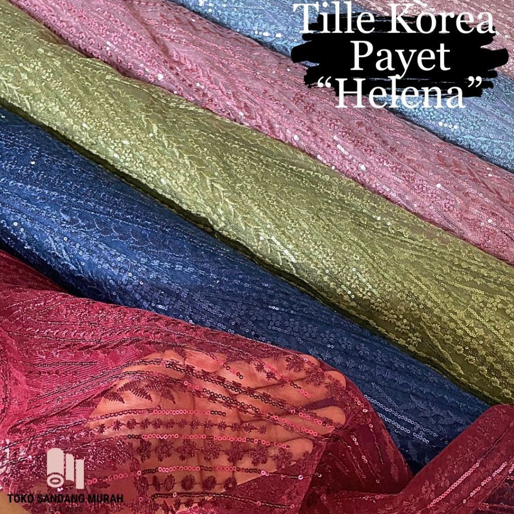 Kain Tille Brokat Korea Full Payet Akar Motif HELENA NEW 2024 Bordir Full Mutiara Super Premium