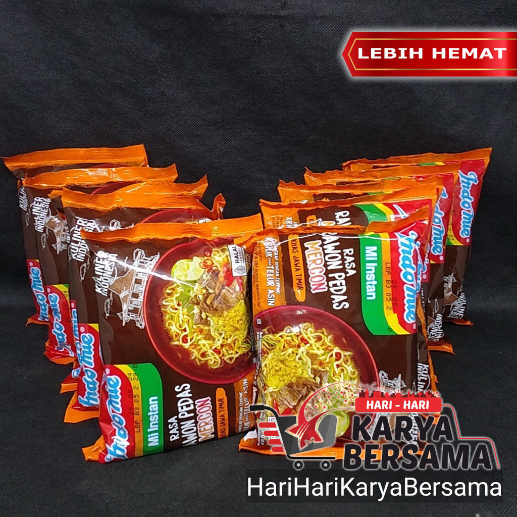 

INDOMIE MI INSTAN KUAH RASA RAWON PEDAS MERCON PACK 10 BUNGKUS X 75GR