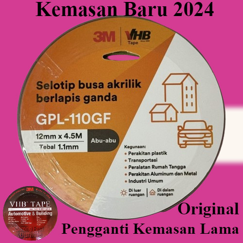 

Double Tape 3M 4900 VHB 12mmx4.5m tebal 1.1 mm Automotive & Building Ori Original 12 mm 0.5 inchi
