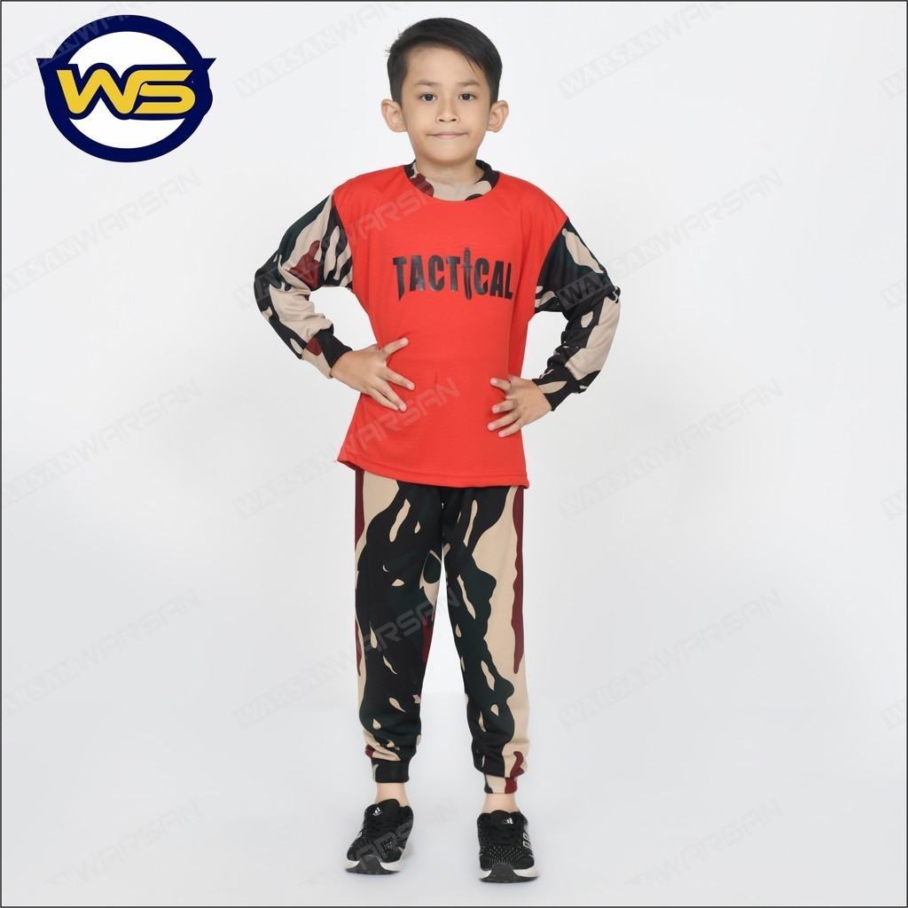 STELAN TACTICAL ANAK WARNA MERAH / BAJU STELAN TACTICAL ANAK DRYFIT / STELAN ANAK OUTDOOR