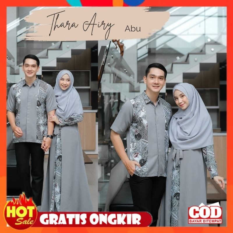 KAIN ADEM HALUS TEBAL / Baju Muslim Gamis Thara Batik Couple