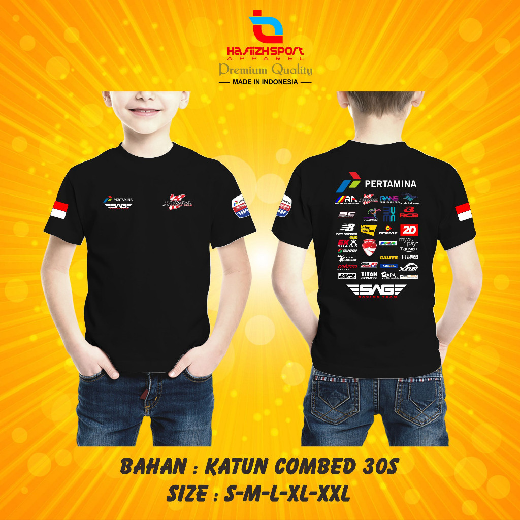 Kaos Baju Anak Pertamina Mandalika Premium Sponsor Motor SAG Racing Team circuit keren fasion lombok
