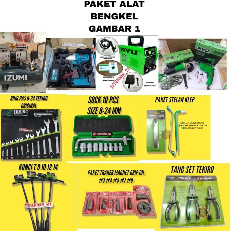 promo PAKET USAHA BENGKEL MOTOR ALAT BENGKEL MOTOR KOMPLIT PAKET ALAT BENGKEL TEKIRO GRIP ON