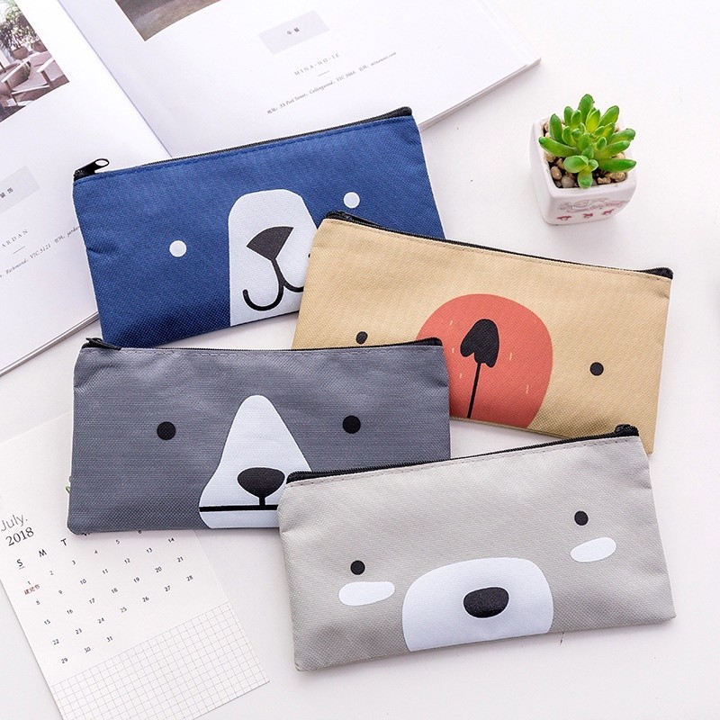 

Tempat Pensil Pulpen Dompet pouch Kain Kanvas Aura Karakter Hewan Lucu Kotak Pensil Serbaguna Motif Animal