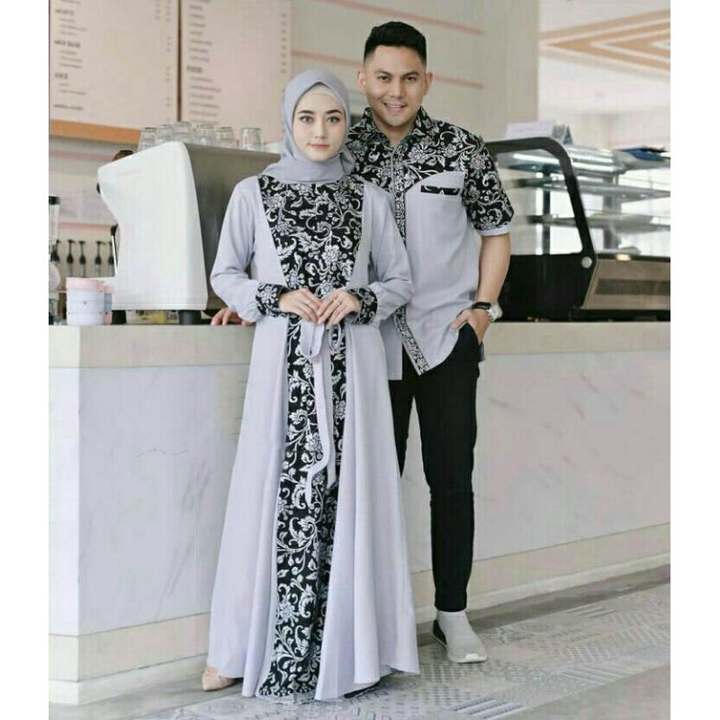 Promo Cuci Gudang 3.3 Couple keluarga syari muslimah dress gamis couple baju couple pasangan gaun pesta muslimah batik