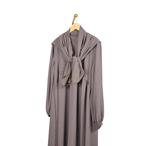 ABAYA LUNA SET PASHMINA OVAL - BAJU GAMIS SETELAN HIJAB TERARU JUMBO - Mauve, JUMBO LD 130