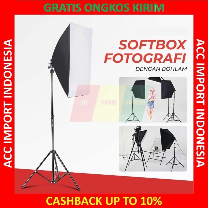 Lampu Studio Photo Lighting Payung Softbox Reflektor Fotografi Bohlam