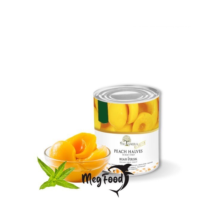 

Frutaneira Ecoline Peach Halves In Heavy Syrup Buah Persik Kaleng 3Kg