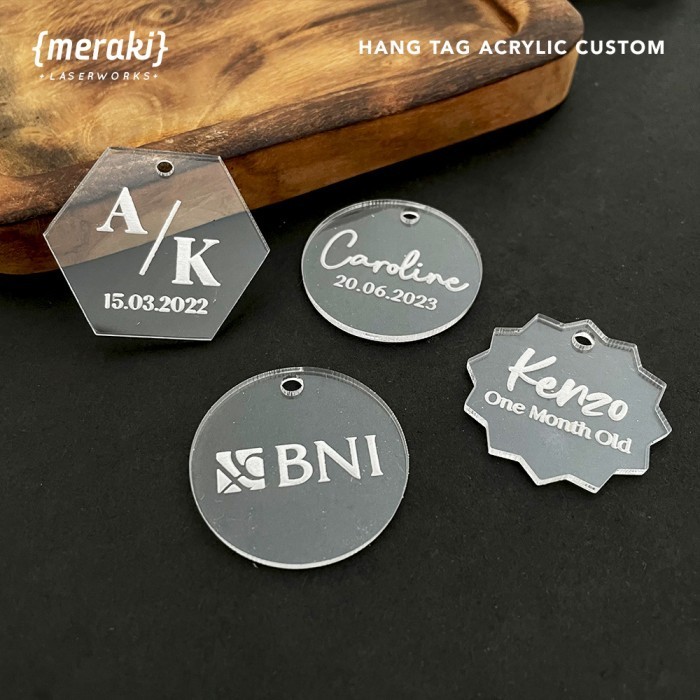 

Hang Tag Akrilik Mirror Custom Label Tag / Gantungan Akrilik Hampers Tag Kado Hiasan Label Gift