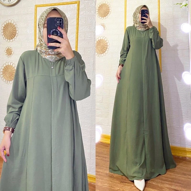 DRESS WANITA DEWASA MODEL MARYAM  BAHAN CRINGKLE AIRFLOW PREMIUM TEBAL GAMIS MARYAM PREMIUM / GAMIS 