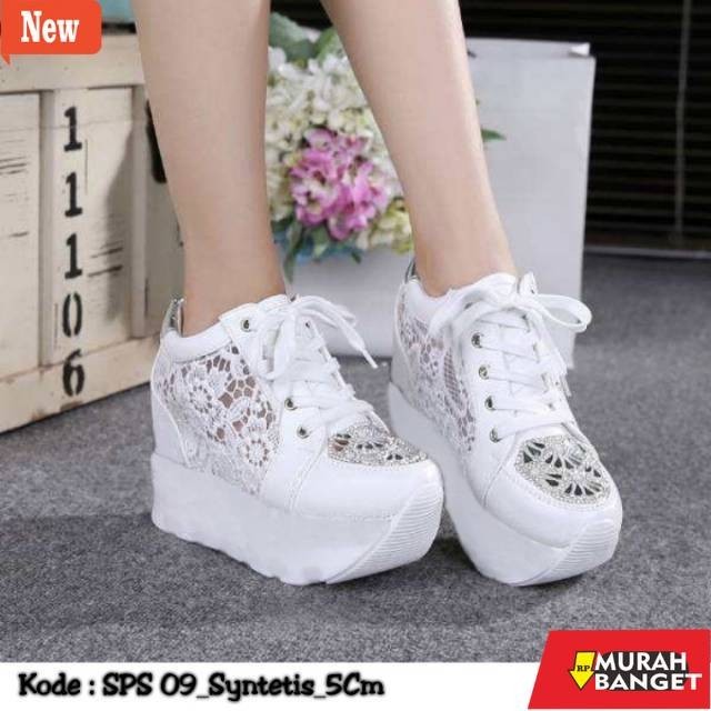 Sepatu buat lebaran- Sepatu Wanita Brukat Hak Dalam SPS 09