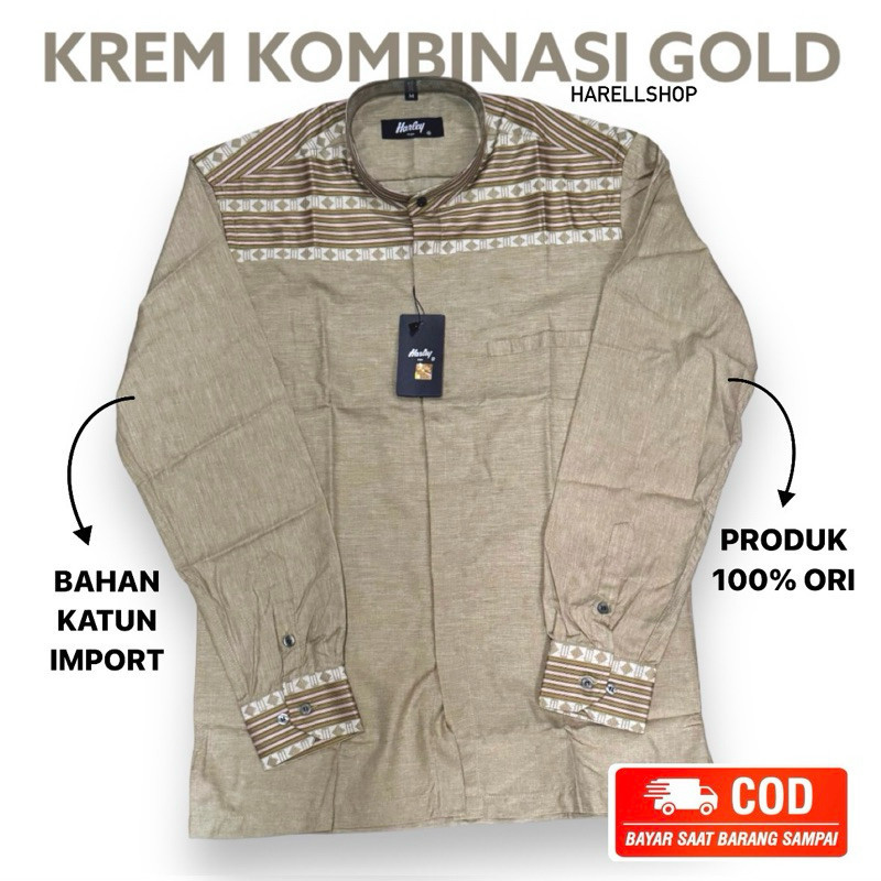 Kemko Harley/ kemeja koko kombinasi warna krem / cream gold Krem emas